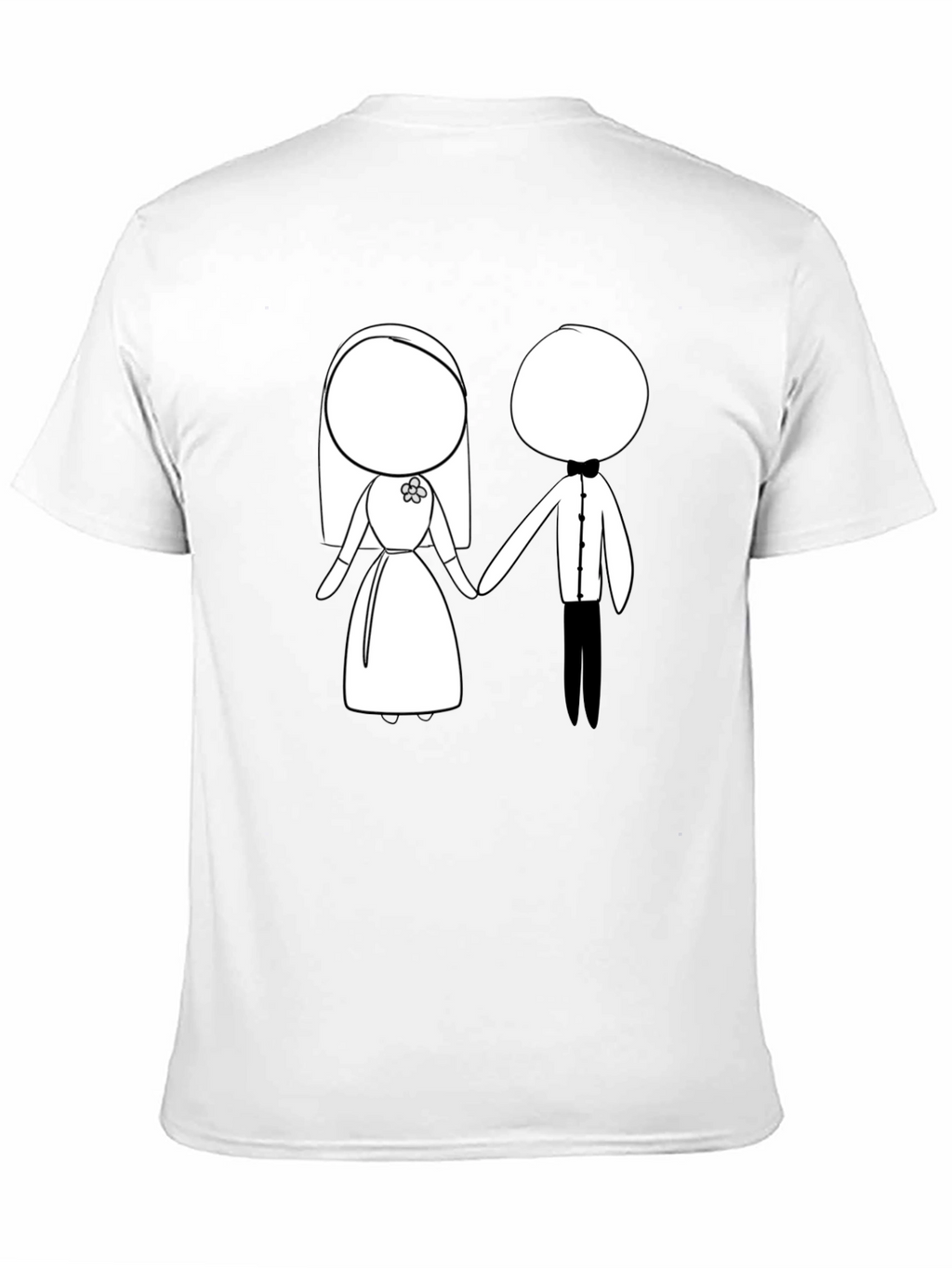Cartoon Bride & Groom Black T-Shirt