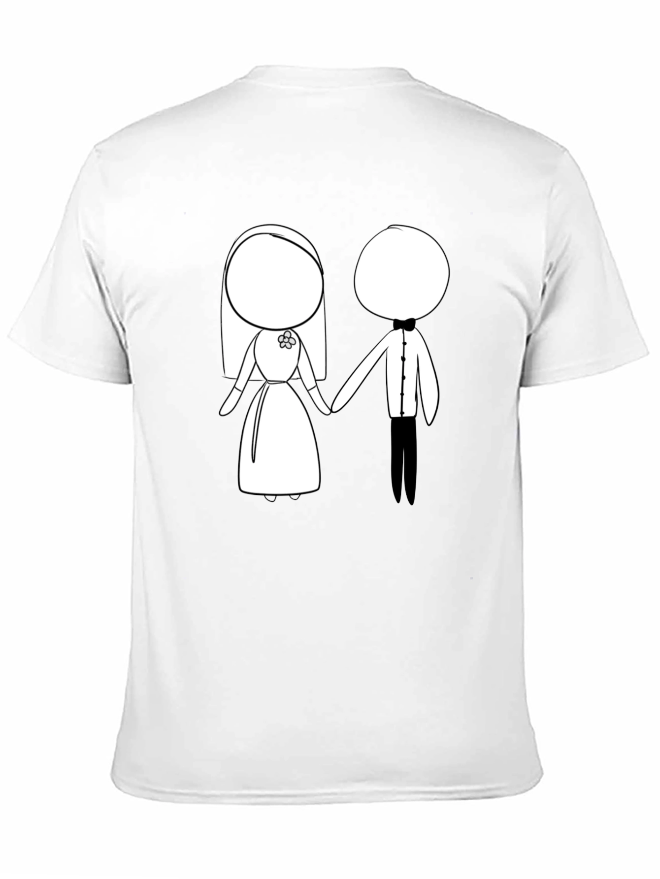 Cartoon Bride & Groom Black T-Shirt