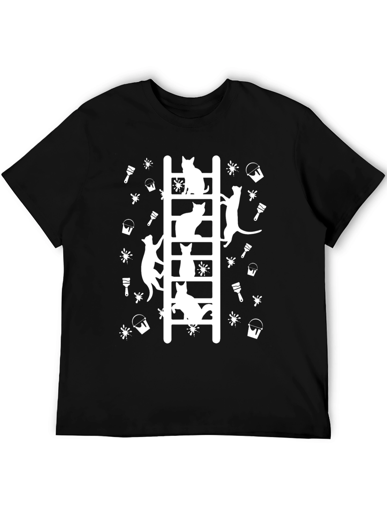 Cat Ladder Black T-Shirt