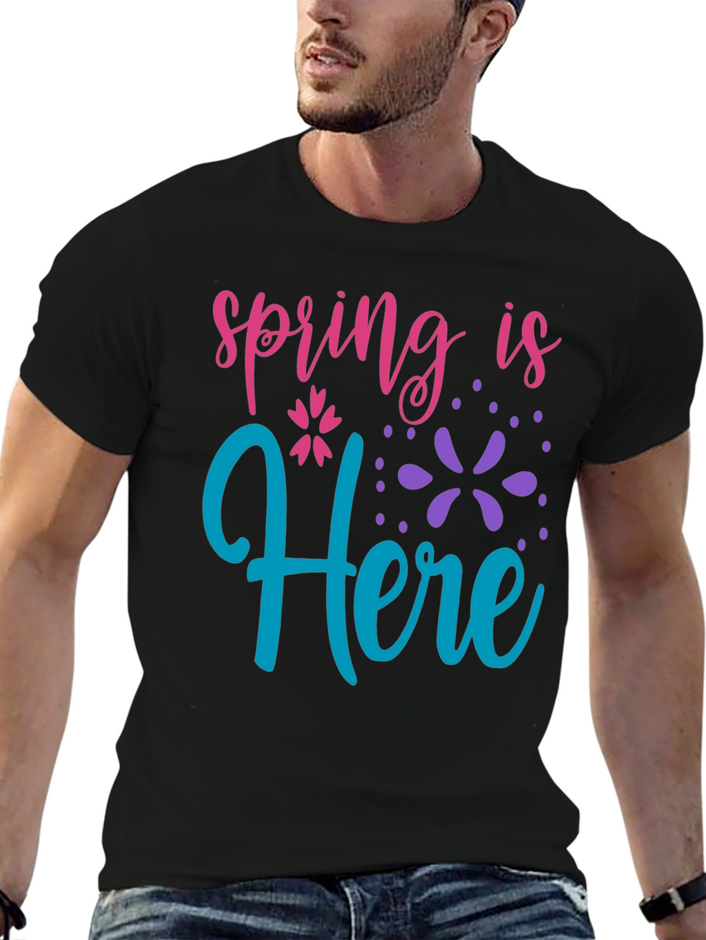 Spring is Here Black T-Shirt