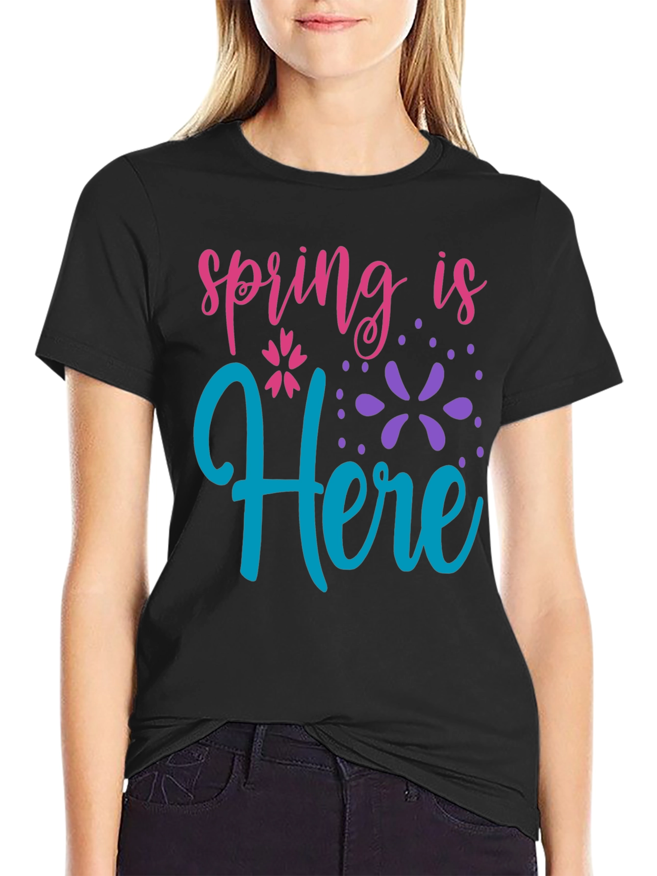 Spring is Here Black T-Shirt