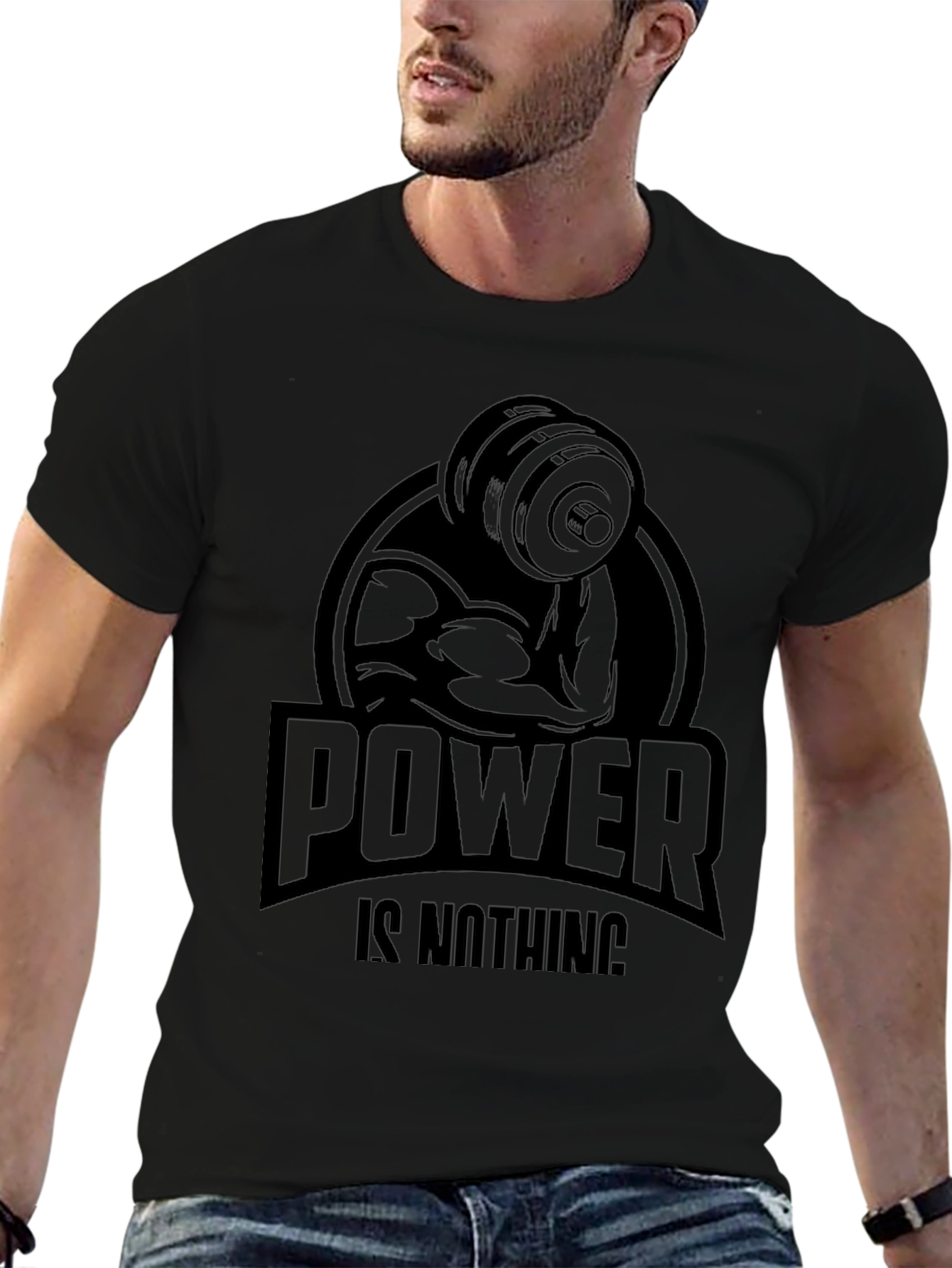 Powerlifting Black Graphic Tee - Power is Nothing