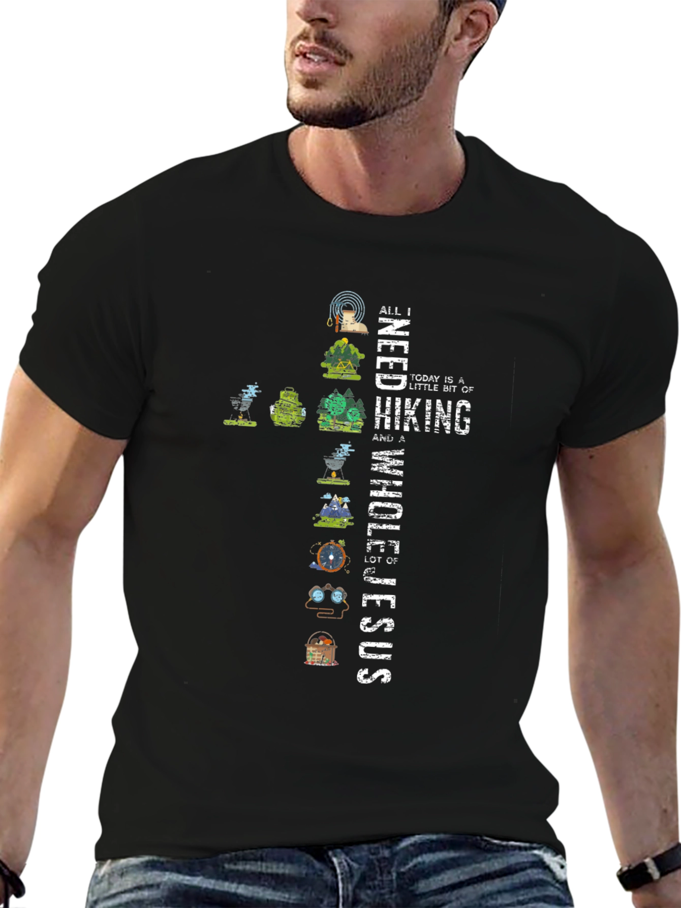 Hiking & Jesus Graphic Tee