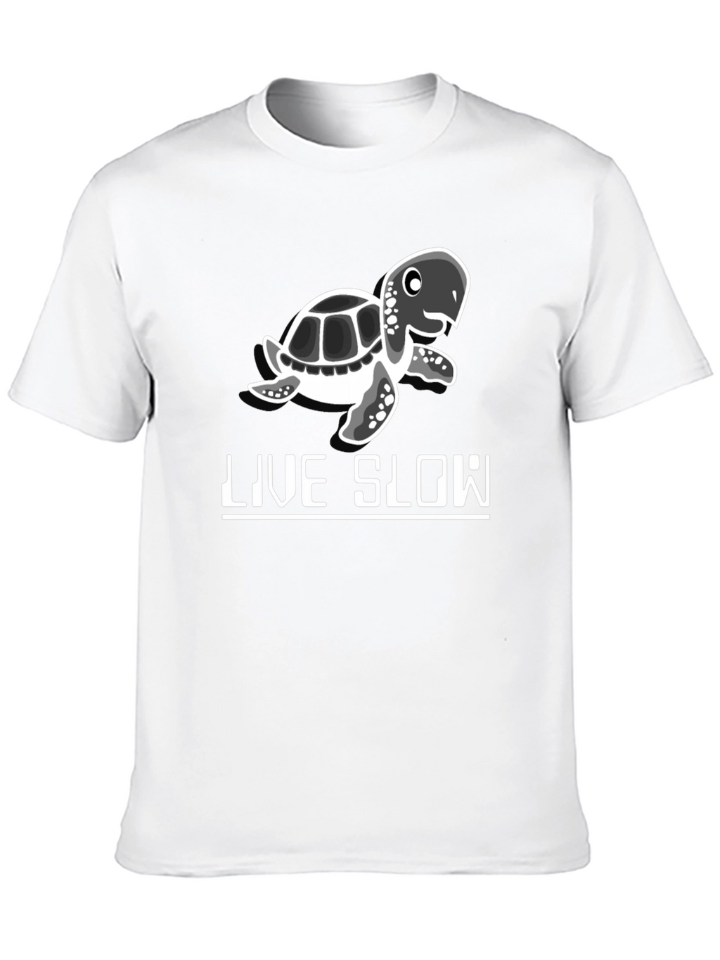 Live Slow Turtle Graphic Tee - Black Cotton Shirt