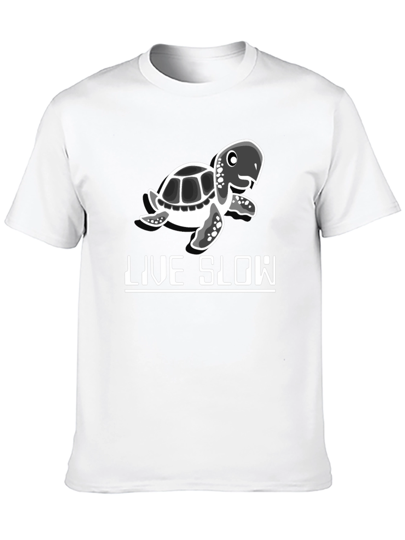 Live Slow Turtle Graphic Tee - Black Cotton Shirt