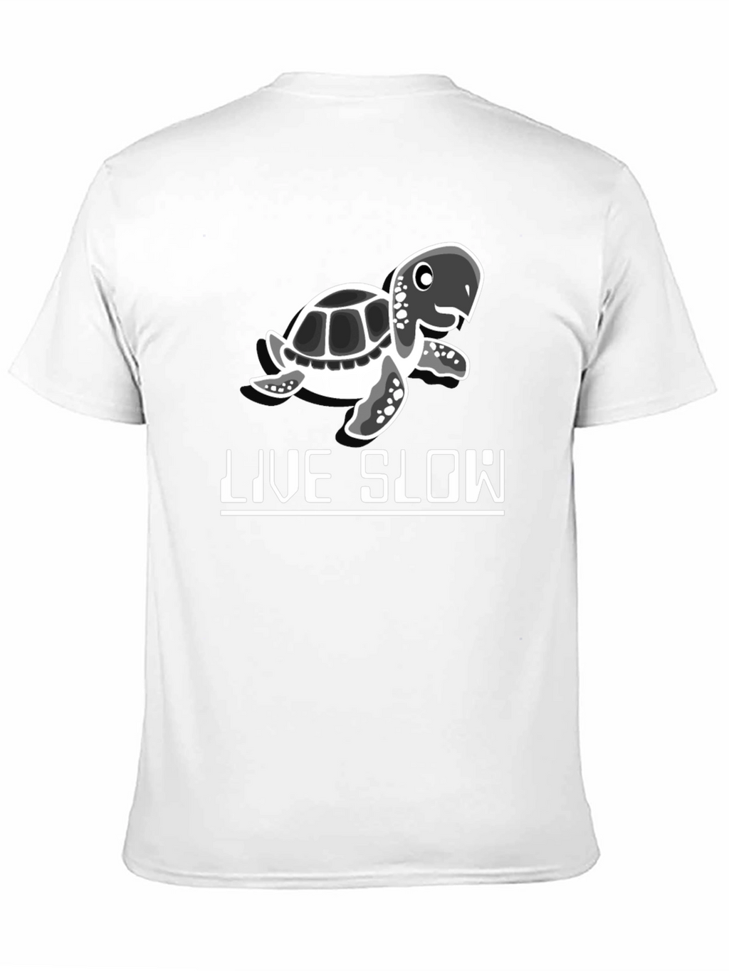 Live Slow Turtle Graphic Tee - Black Cotton Shirt