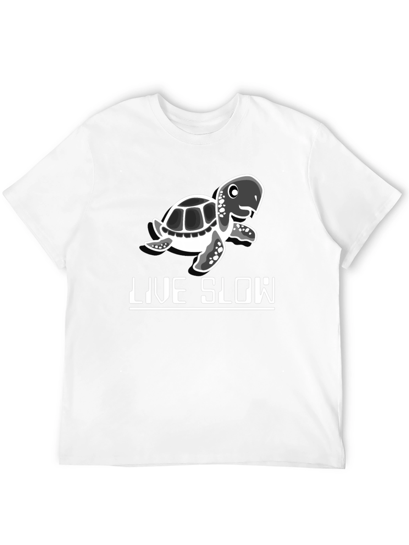 Live Slow Turtle Graphic Tee - Black Cotton Shirt