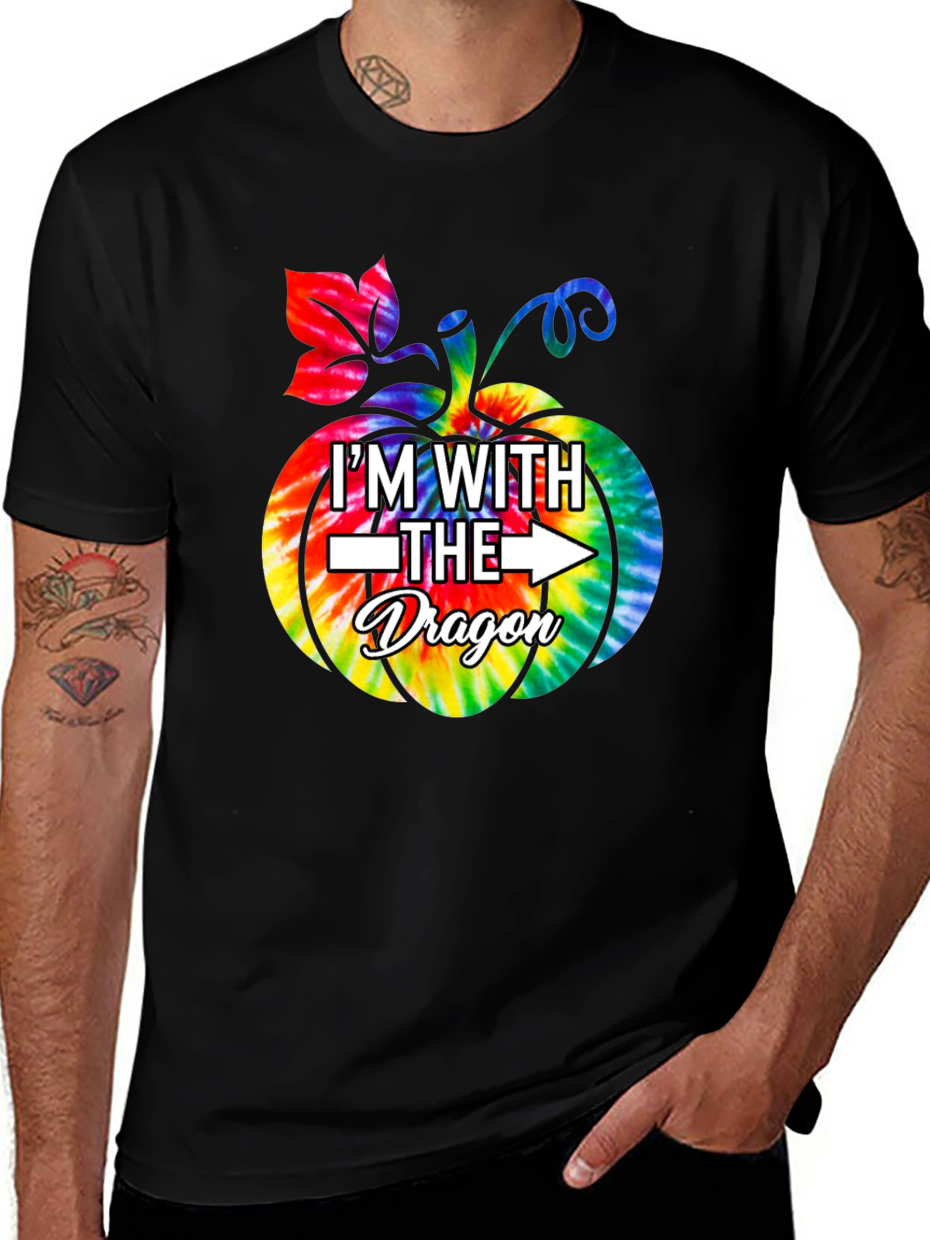 Im With the Dragon Tie-Dye Pumpkin T-Shirt