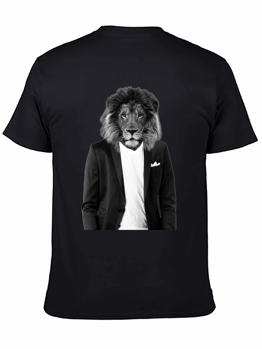 Lion Suit T-Shirt - Black Crew Neck Graphic Tee