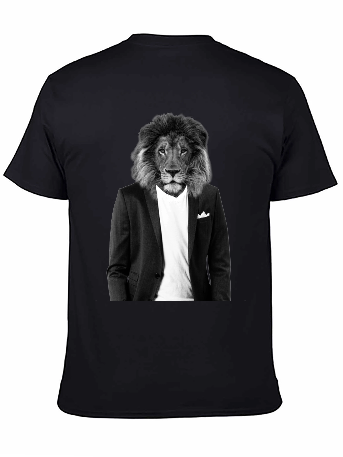 Lion Suit T-Shirt - Black Crew Neck Graphic Tee