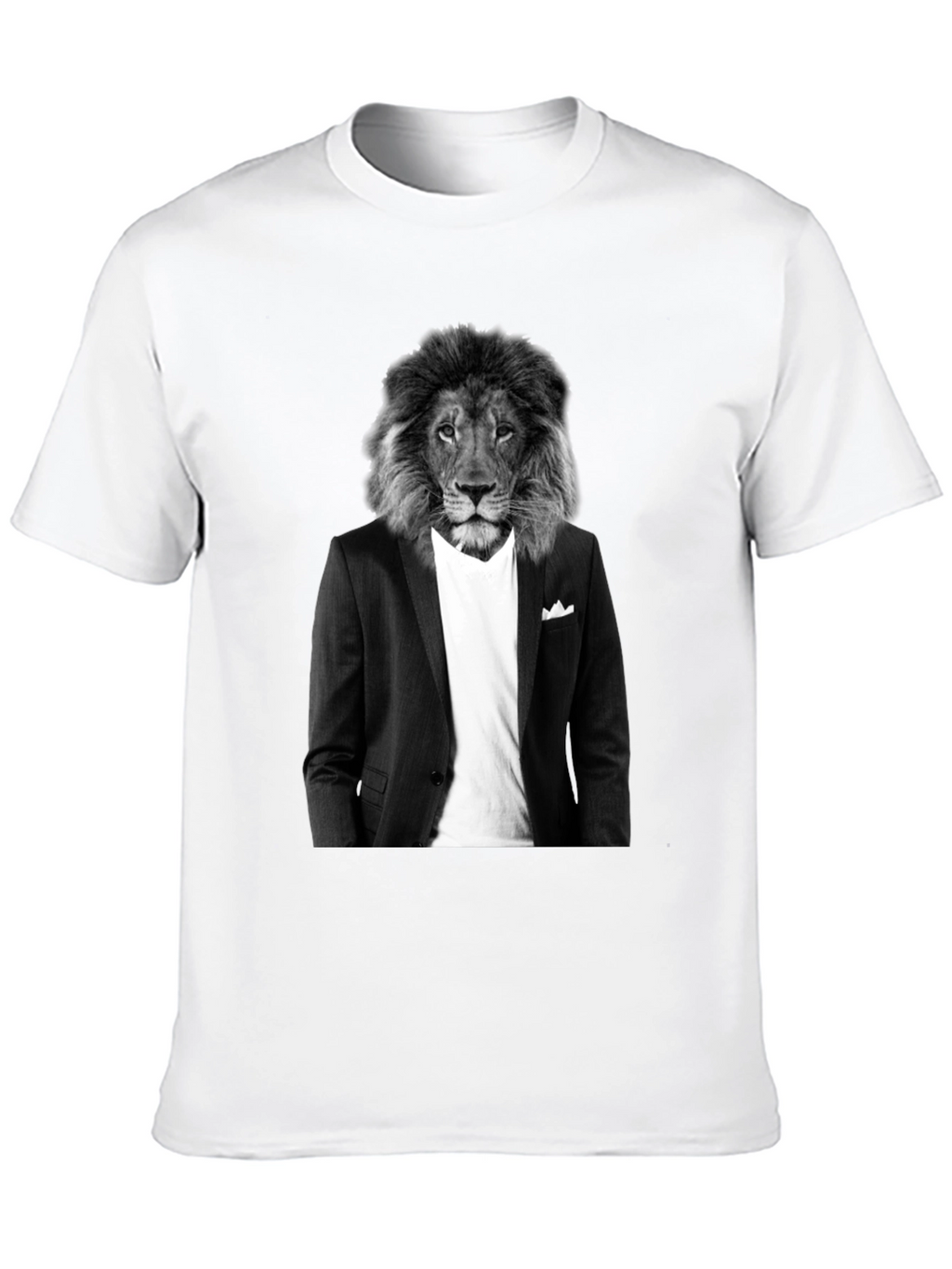 Lion Suit T-Shirt - Black Crew Neck Graphic Tee