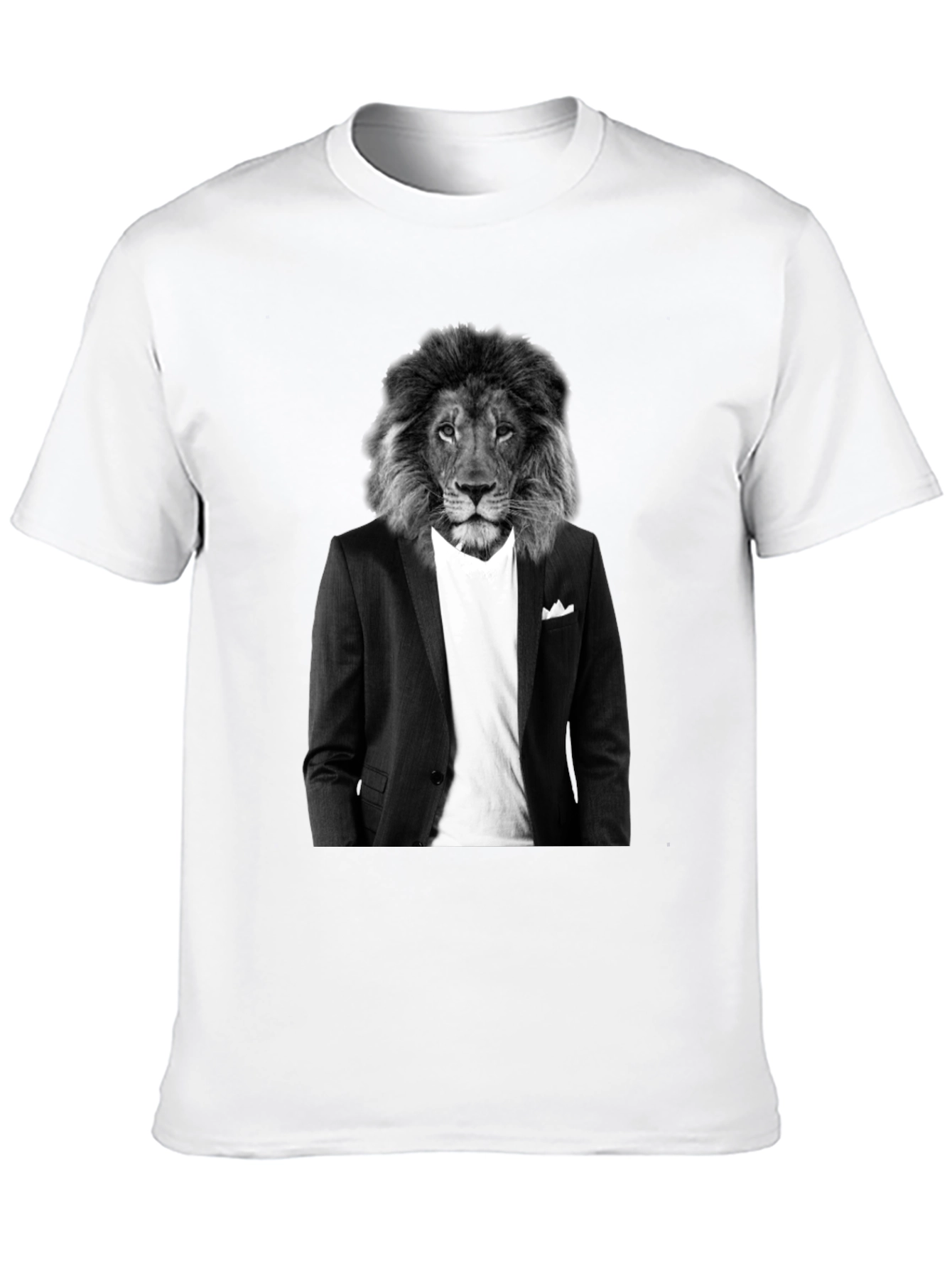 Lion Suit T-Shirt - Black Crew Neck Graphic Tee