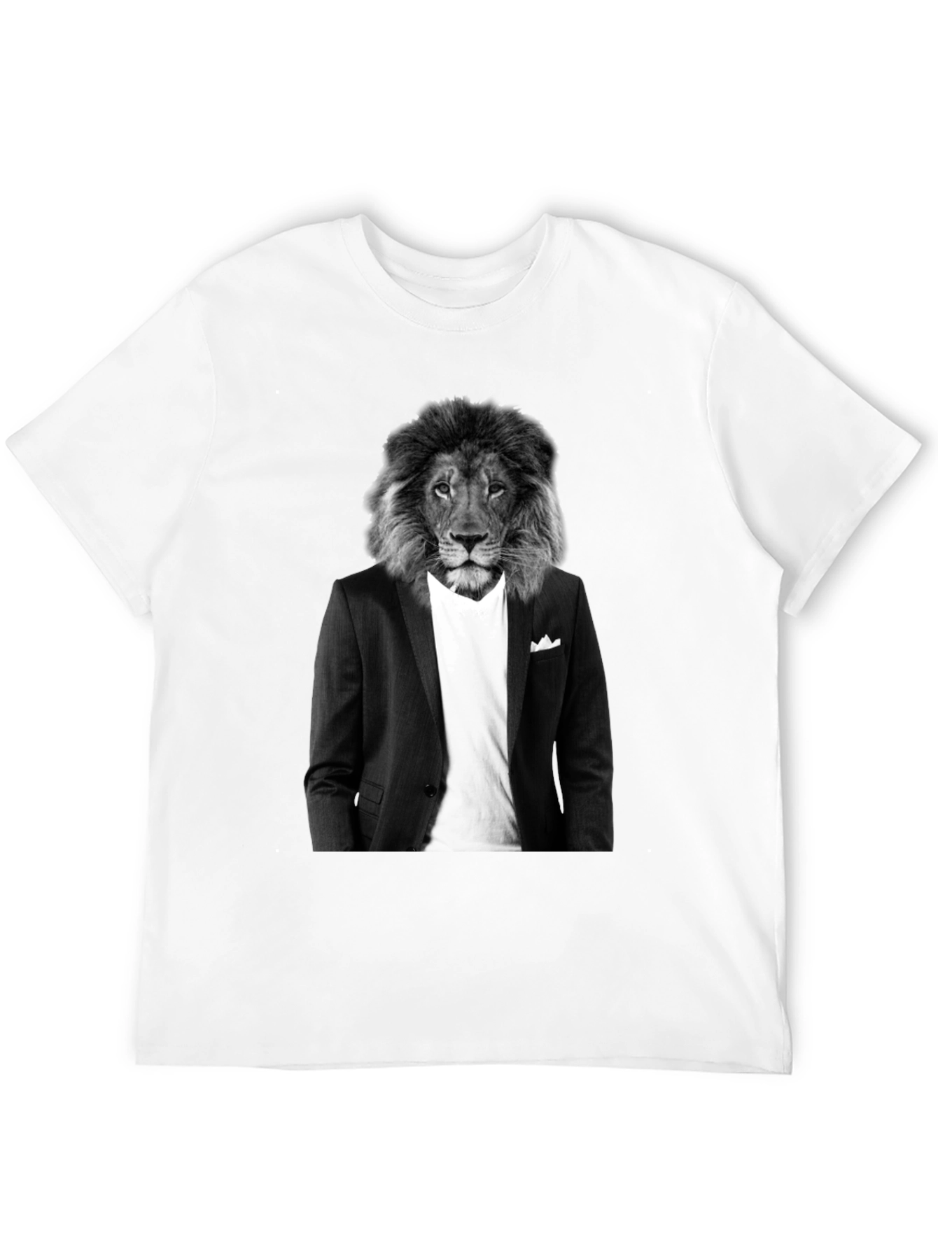 Lion Suit T-Shirt - Black Crew Neck Graphic Tee