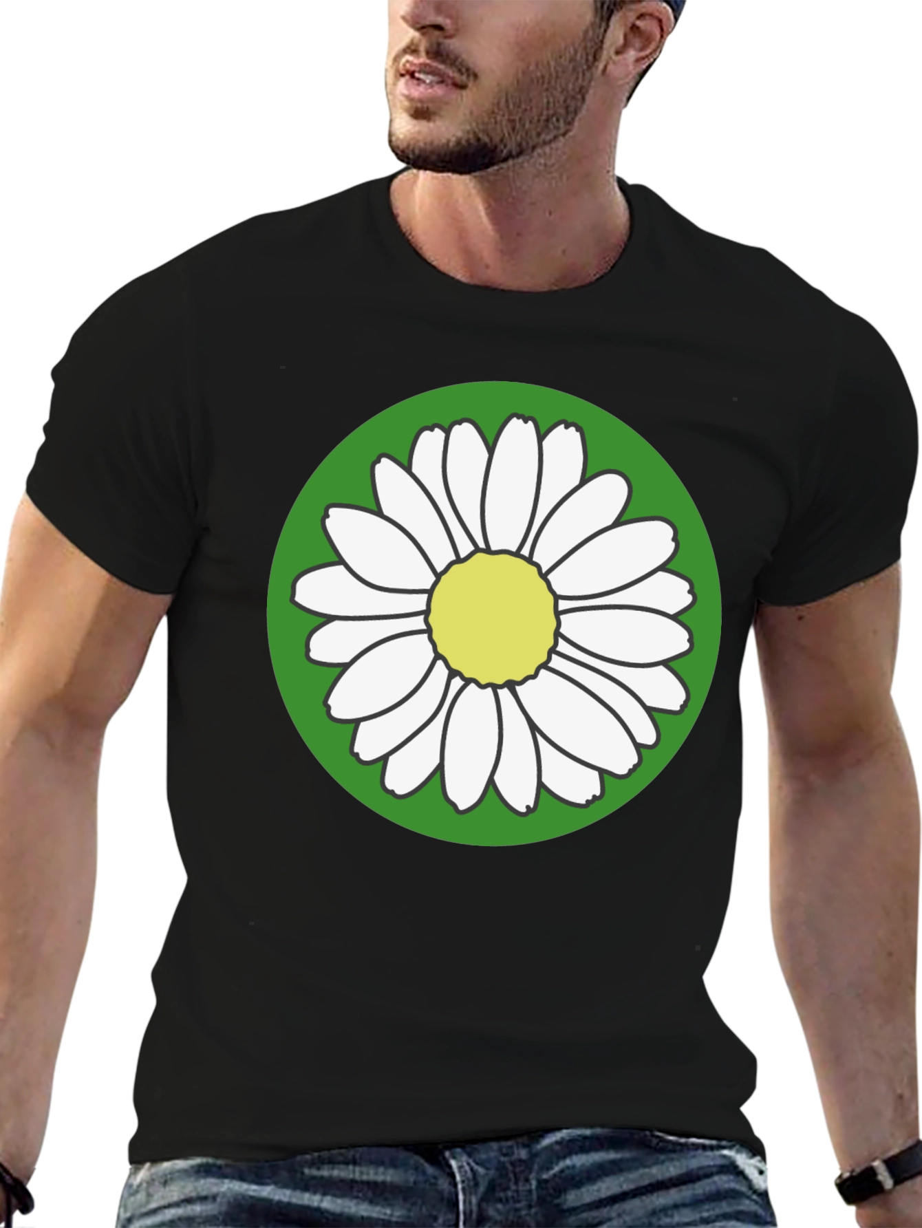 Daisy Flower Graphic Tee - Round Green Design