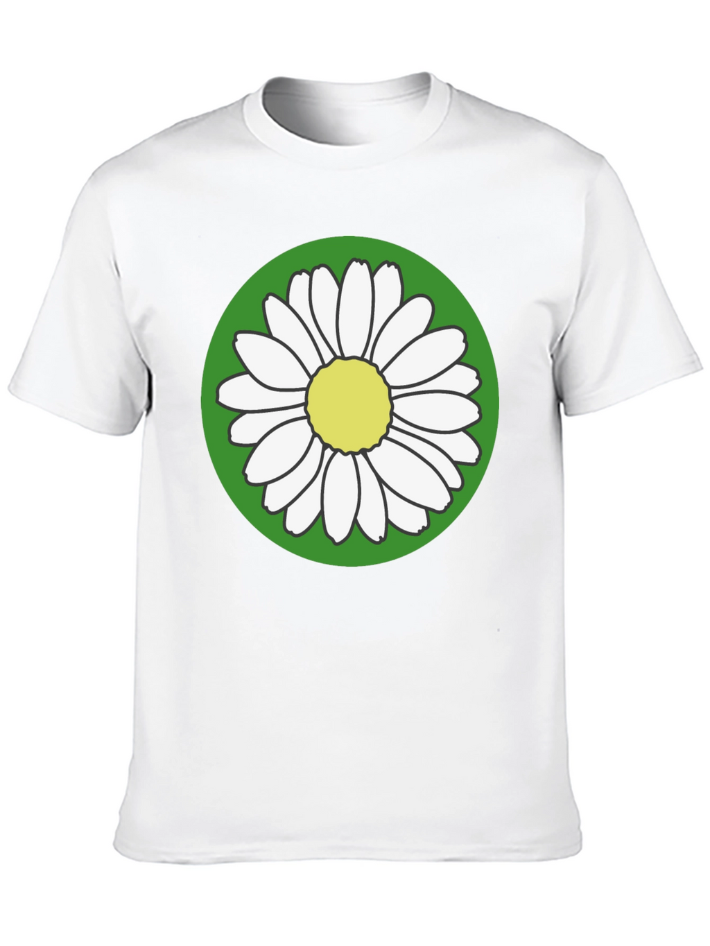 Daisy Flower Graphic Tee - Round Green Design