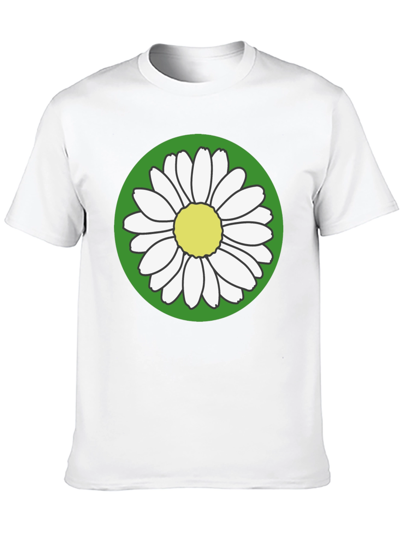 Daisy Flower Graphic Tee - Round Green Design