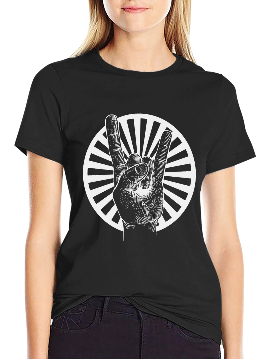 Rock On Black Graphic Tee