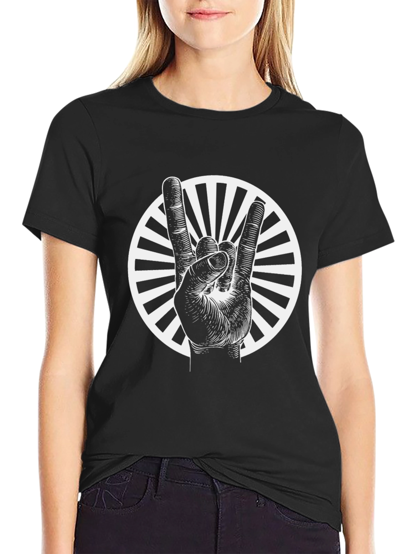 Rock On Black Graphic Tee