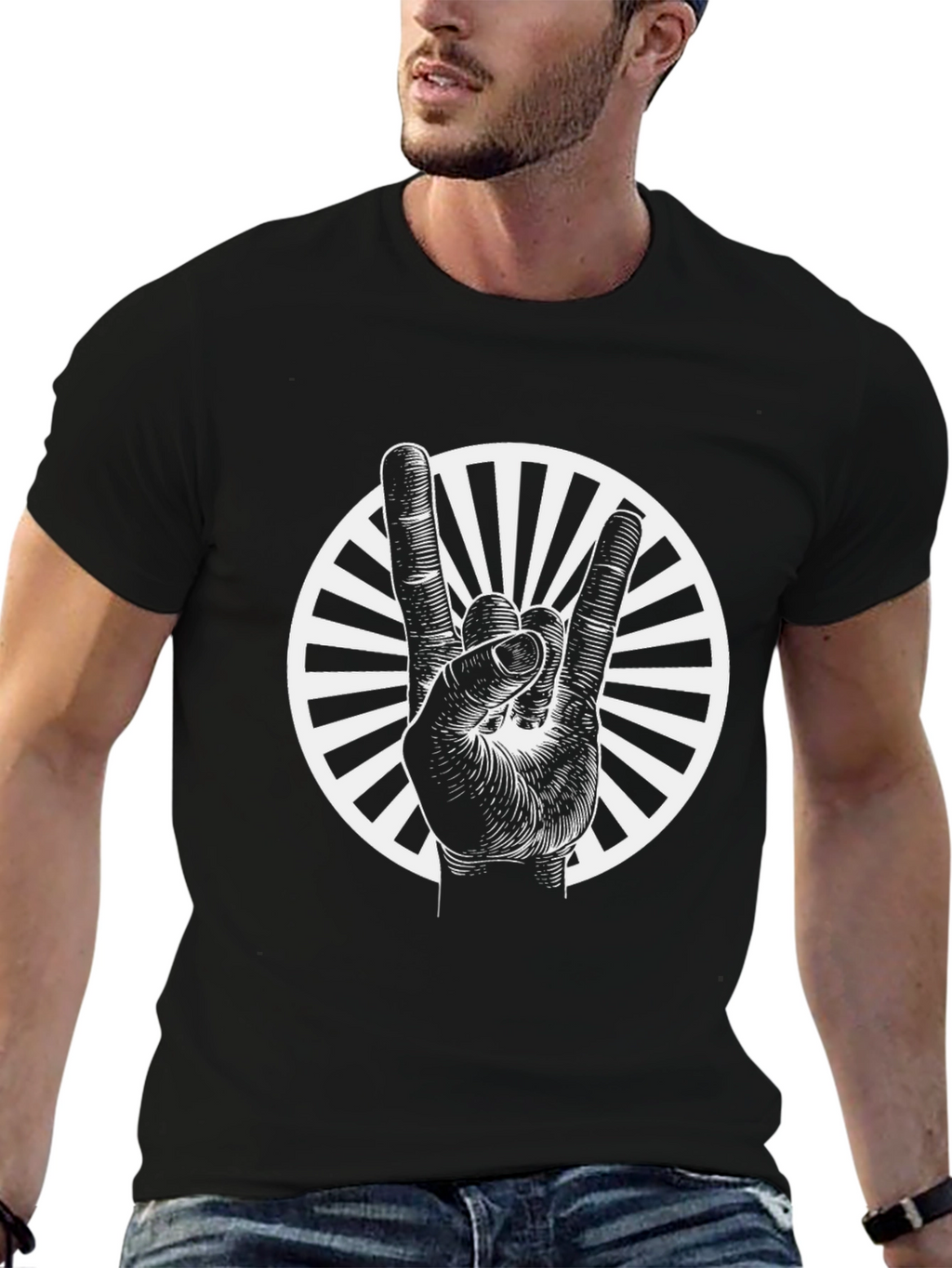 Rock On Black Graphic Tee