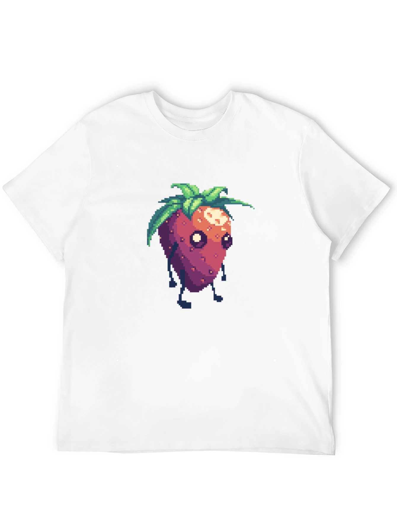 Pixel Strawberry Character Black T-Shirt