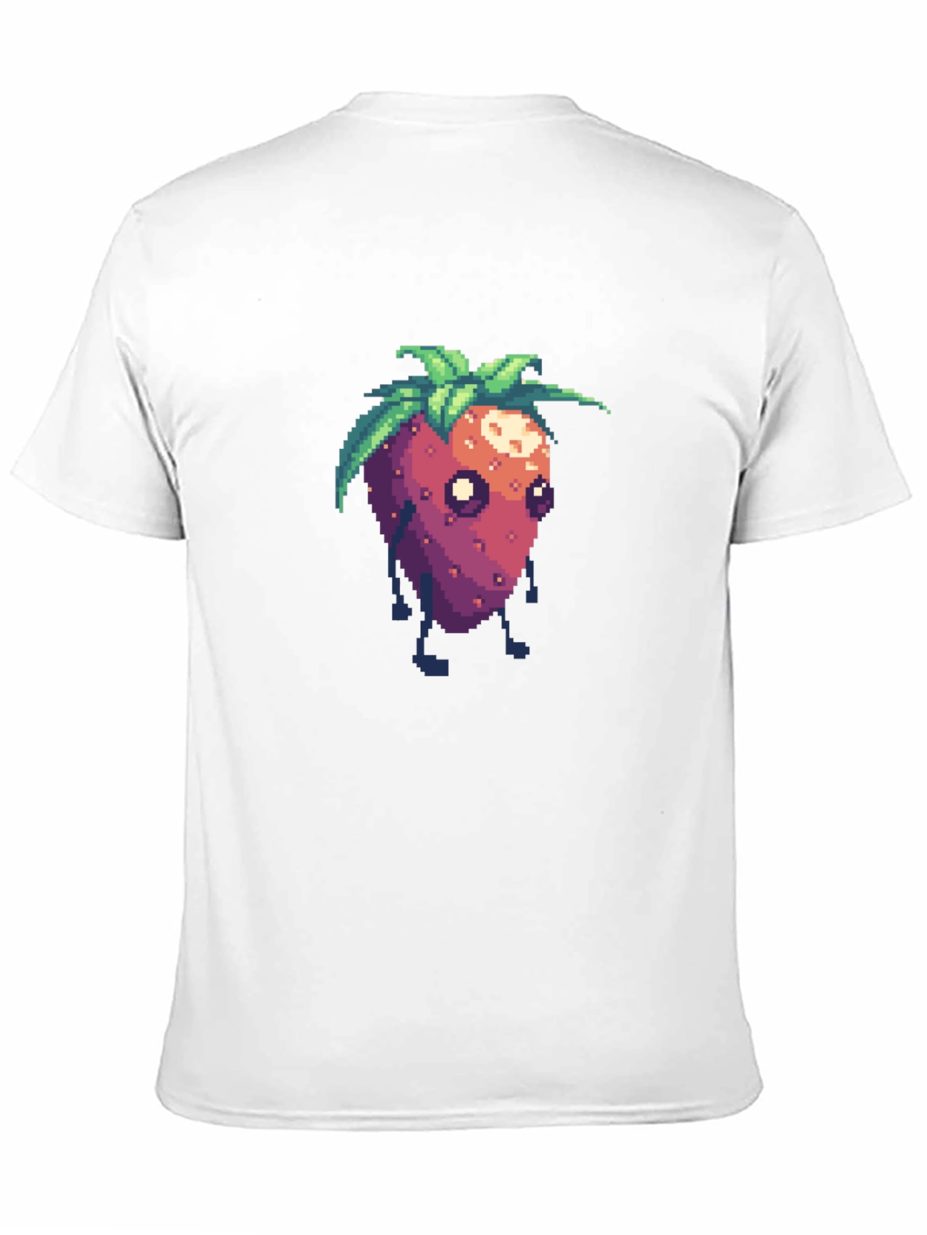 Pixel Strawberry Character Black T-Shirt