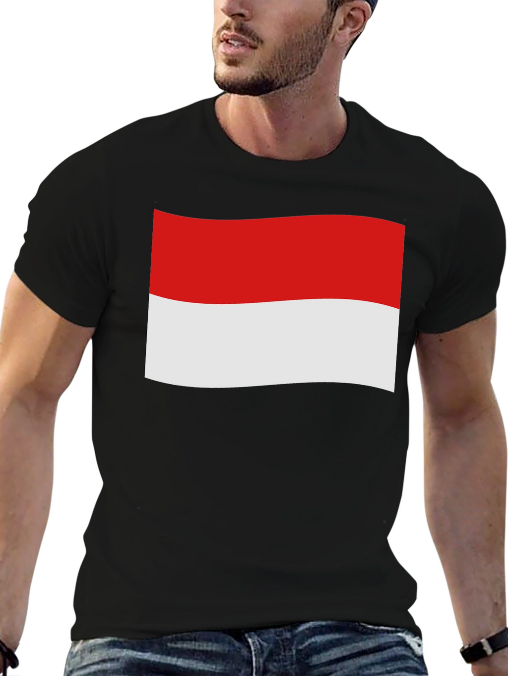 Indonesia Flag Graphic Black T-Shirt