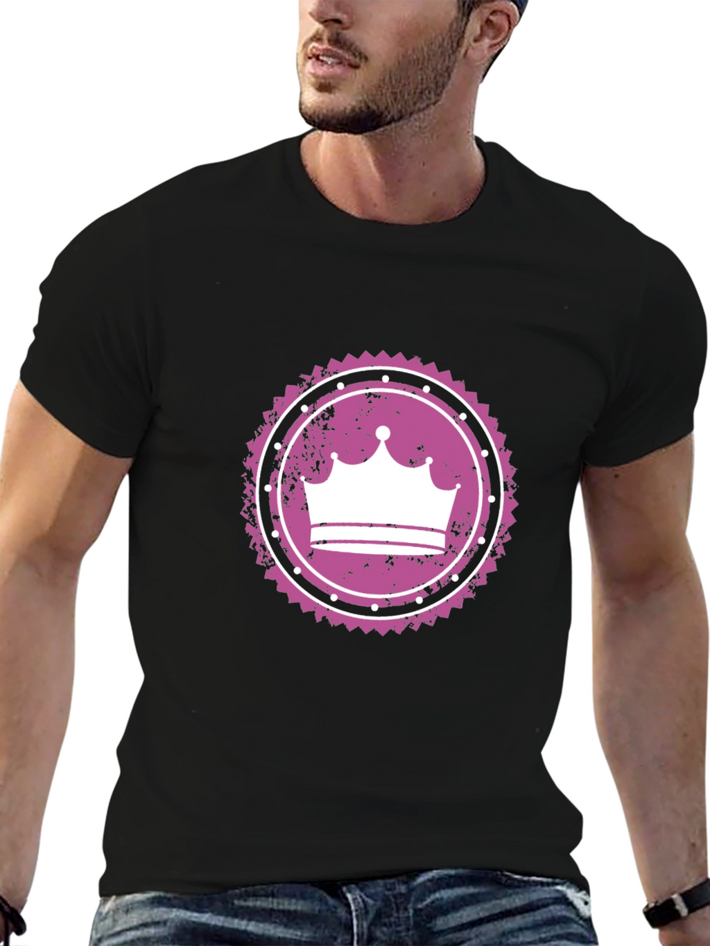 Crown Graphic Tee - Black Cotton T-Shirt