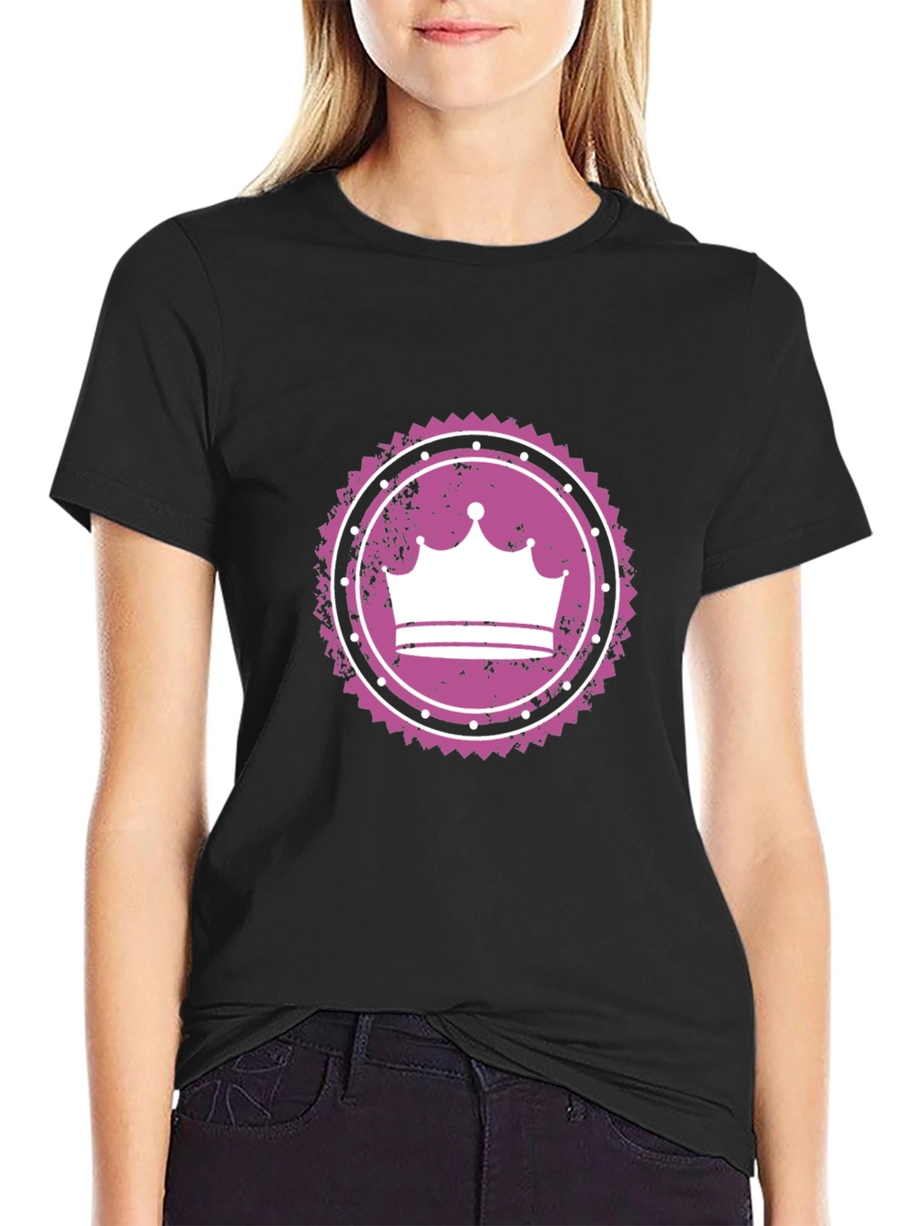 Crown Graphic Tee - Black Cotton T-Shirt