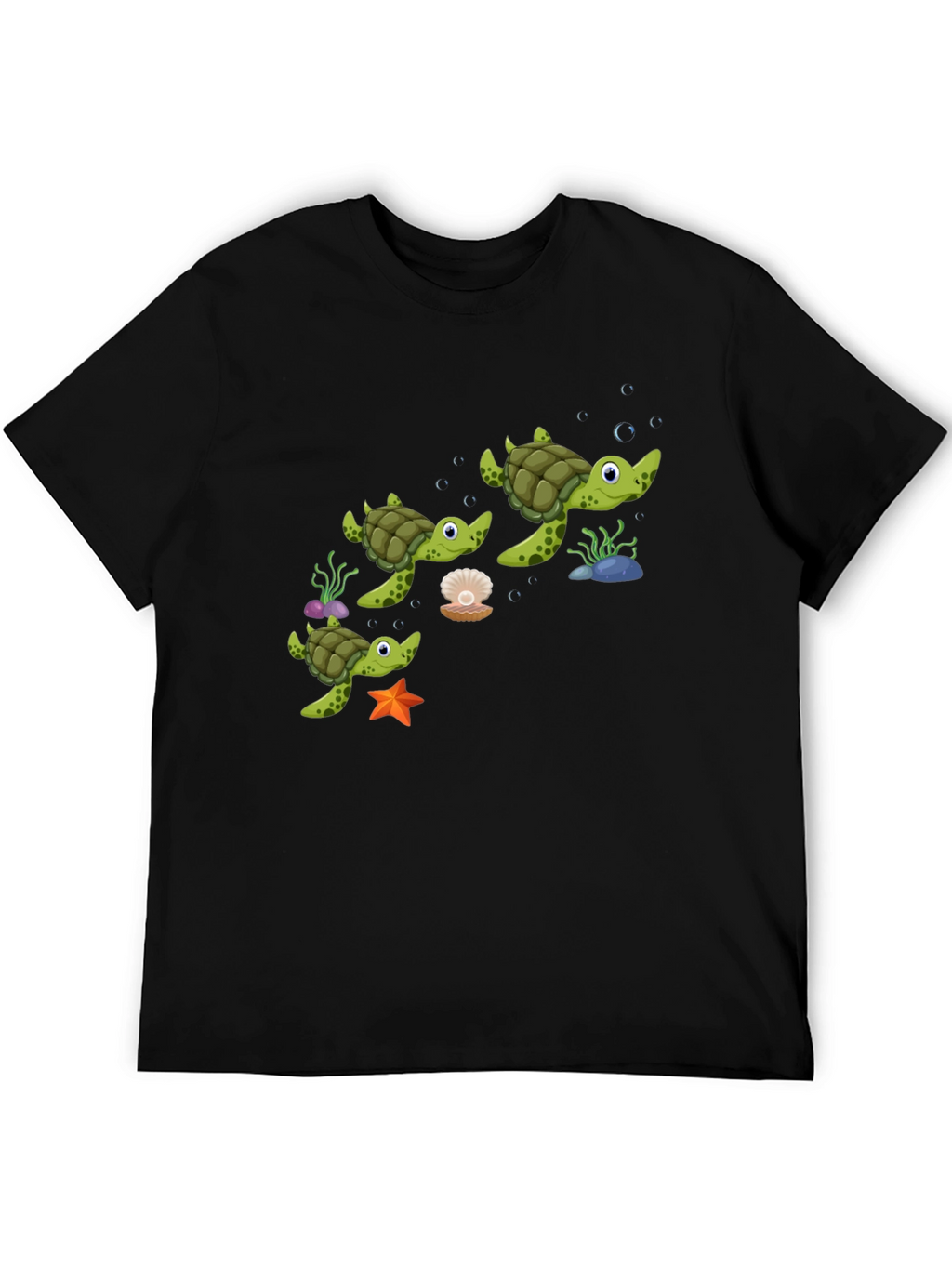 Turtle Family Black Graphic Tee