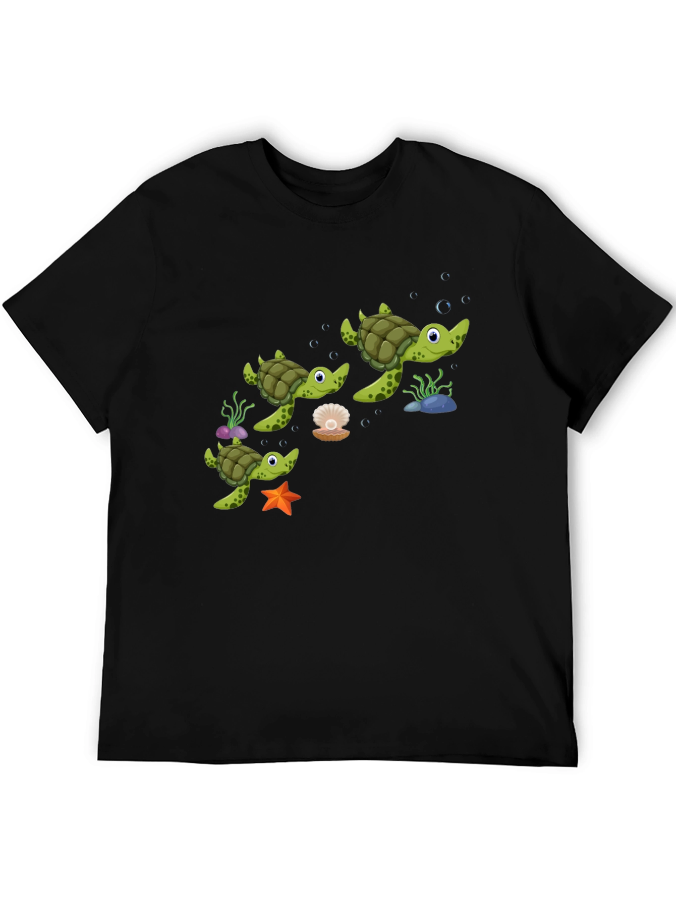 Turtle Family Black Graphic Tee