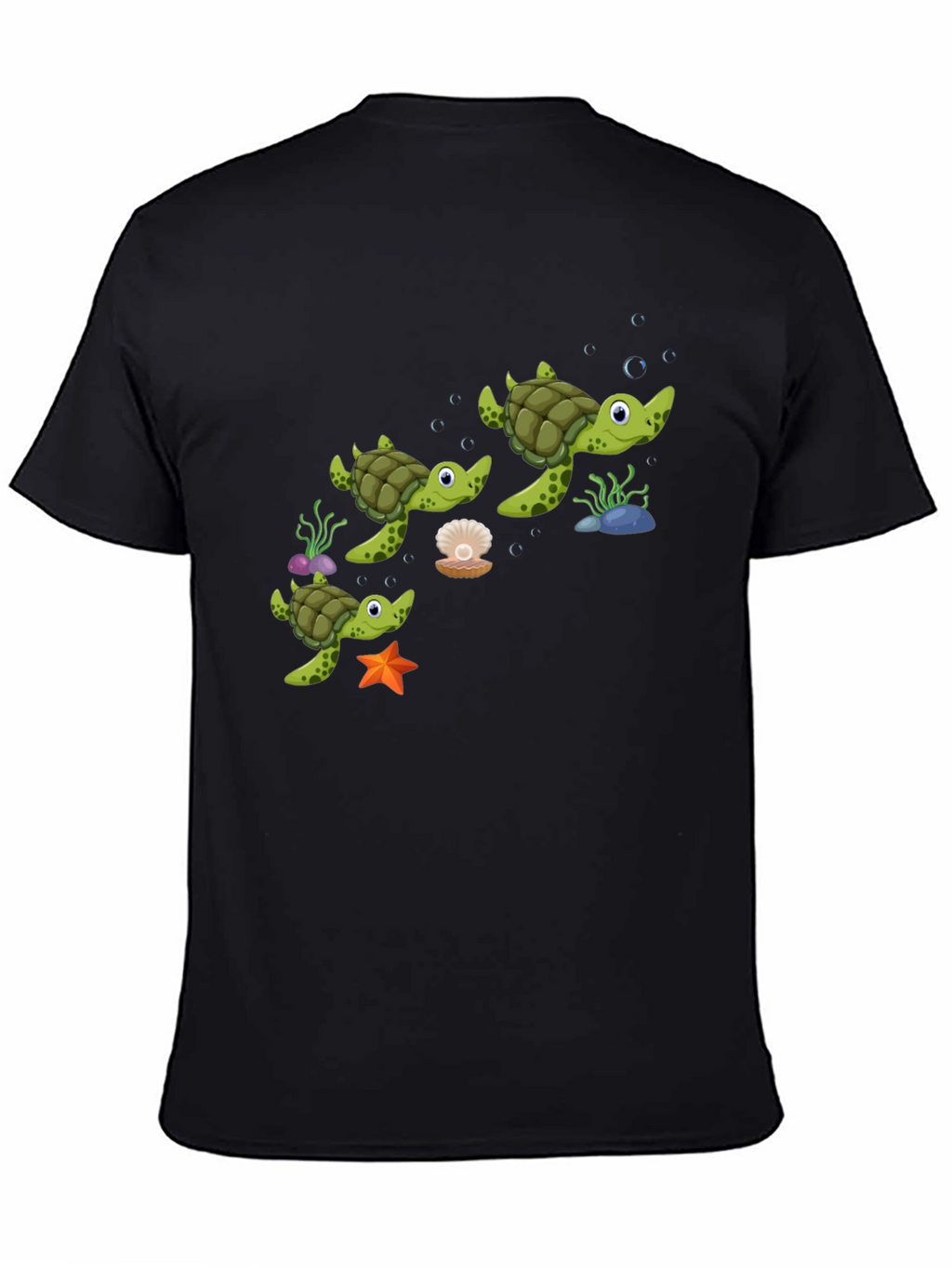 Turtle Family Black Graphic Tee