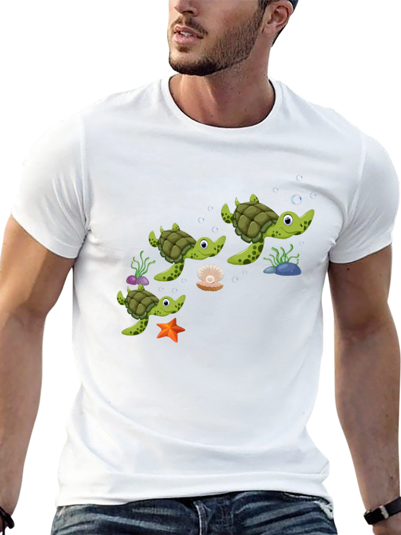 Turtle Family Black Graphic Tee
