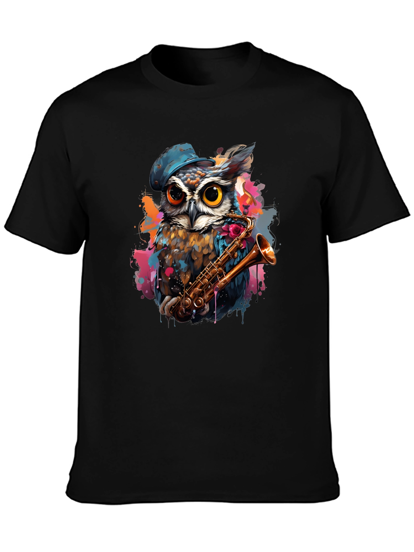 Owl Saxophone Player Graphic Tee