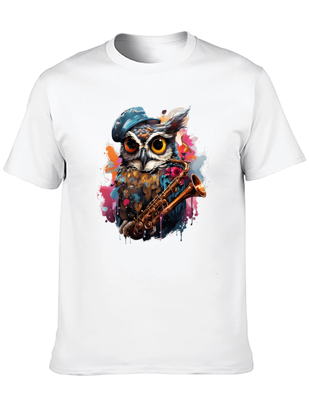 Owl Saxophone Player Graphic Tee