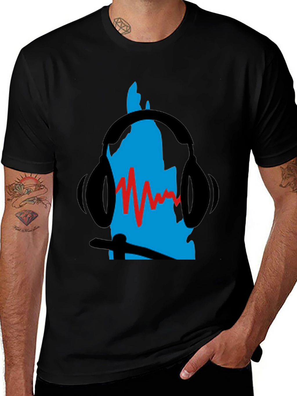 DJ Headphones Graphic Tee - Black