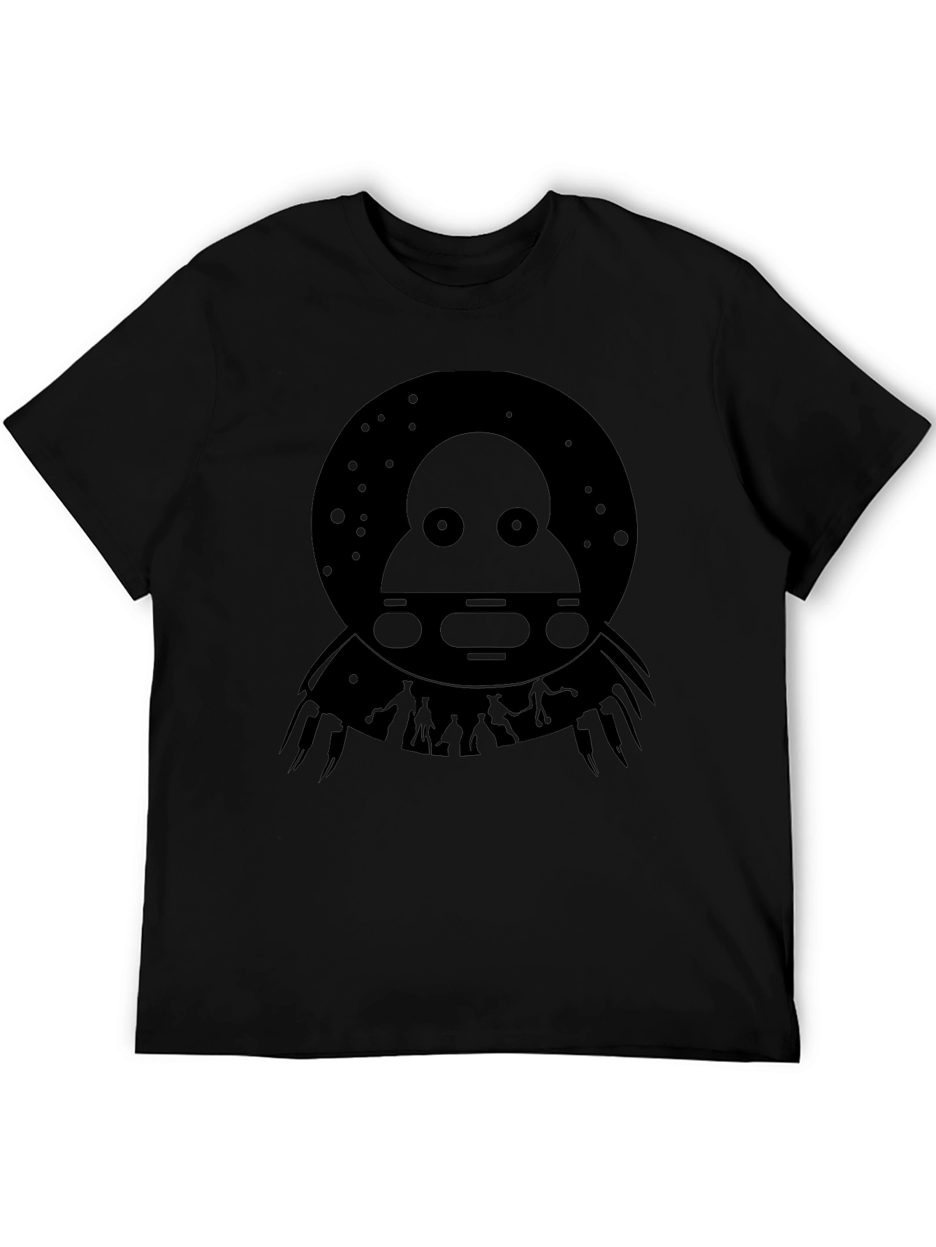 UFO Abduction Graphic Tee - Black Cotton T-Shirt