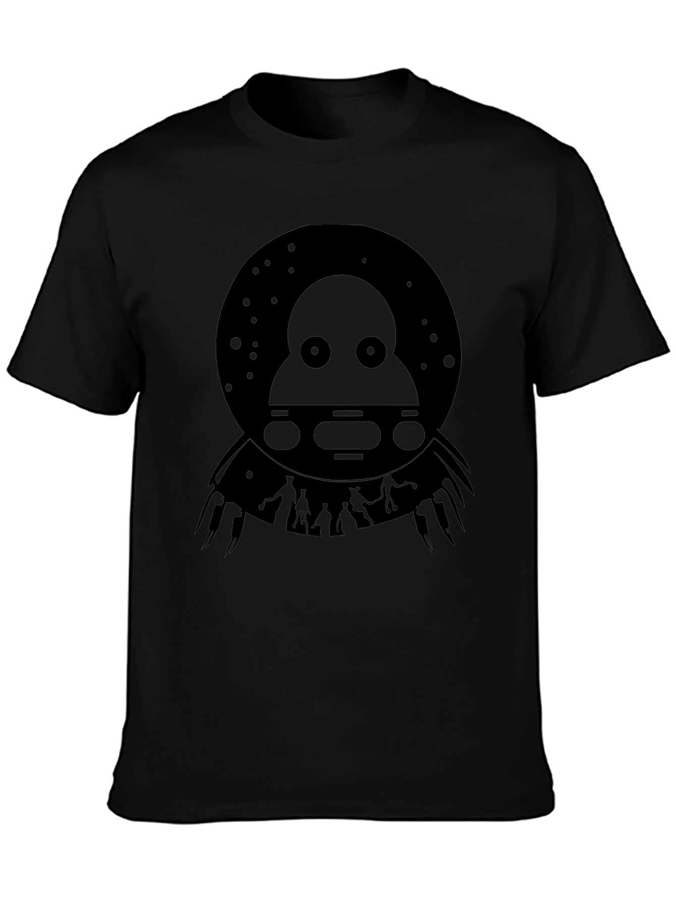 UFO Abduction Graphic Tee - Black Cotton T-Shirt