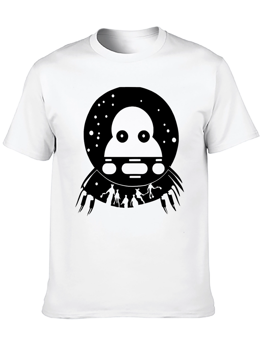 UFO Abduction Graphic Tee - Black Cotton T-Shirt