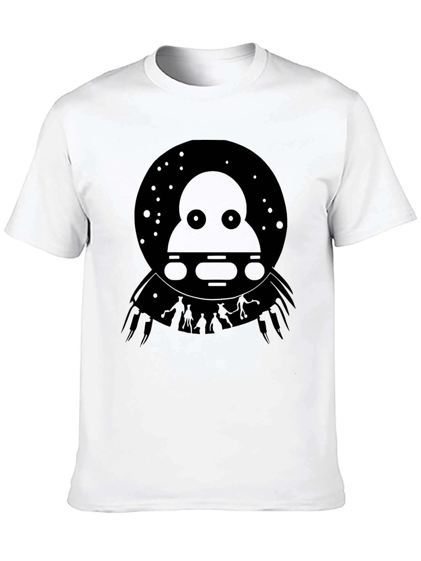 UFO Abduction Graphic Tee - Black Cotton T-Shirt