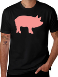 Pig Graphic Print Black Crew Neck T-Shirt