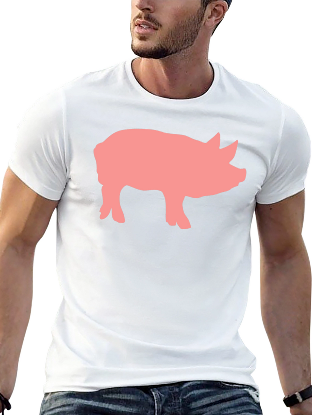 Pig Graphic Print Black Crew Neck T-Shirt