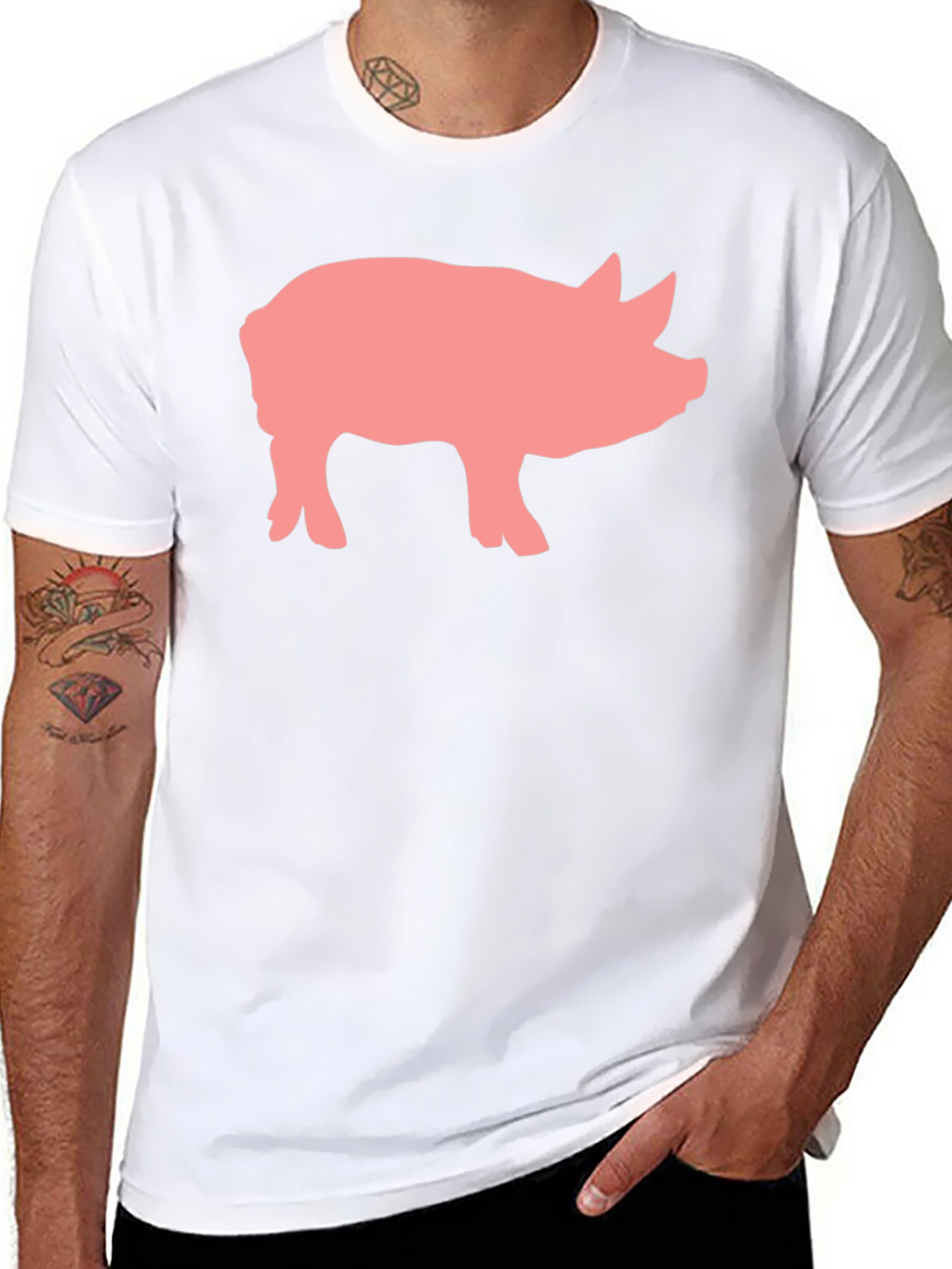 Pig Graphic Print Black Crew Neck T-Shirt