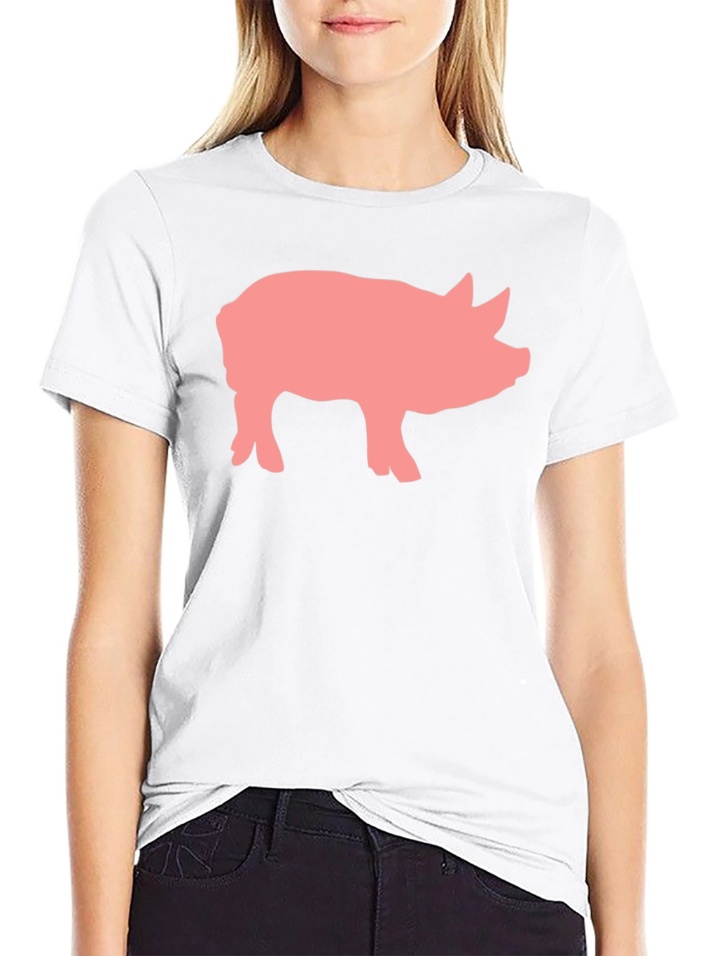 Pig Graphic Print Black Crew Neck T-Shirt
