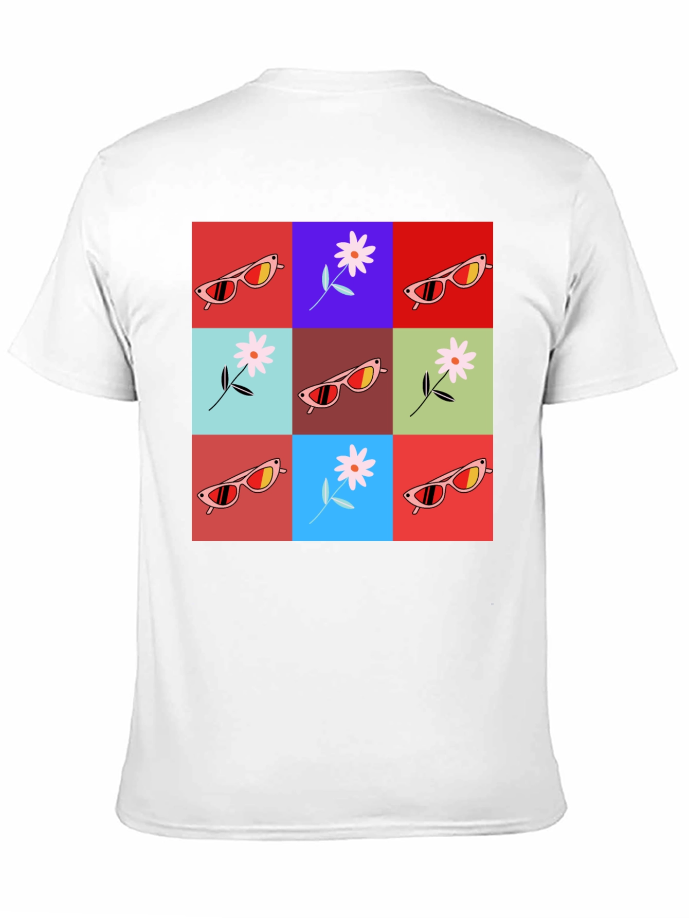 Retro Flower & Sunglasses Graphic T-Shirt - Black
