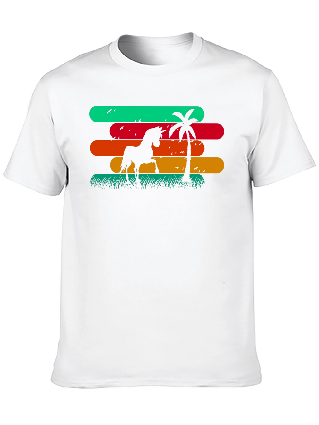 Retro Horse & Palm Tree Graphic T-Shirt