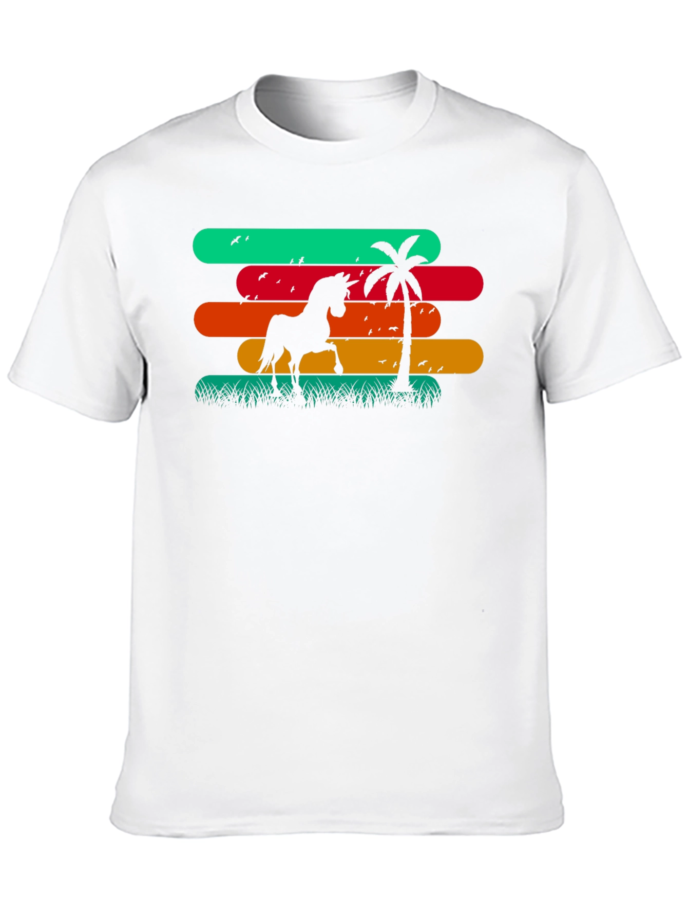 Retro Horse & Palm Tree Graphic T-Shirt