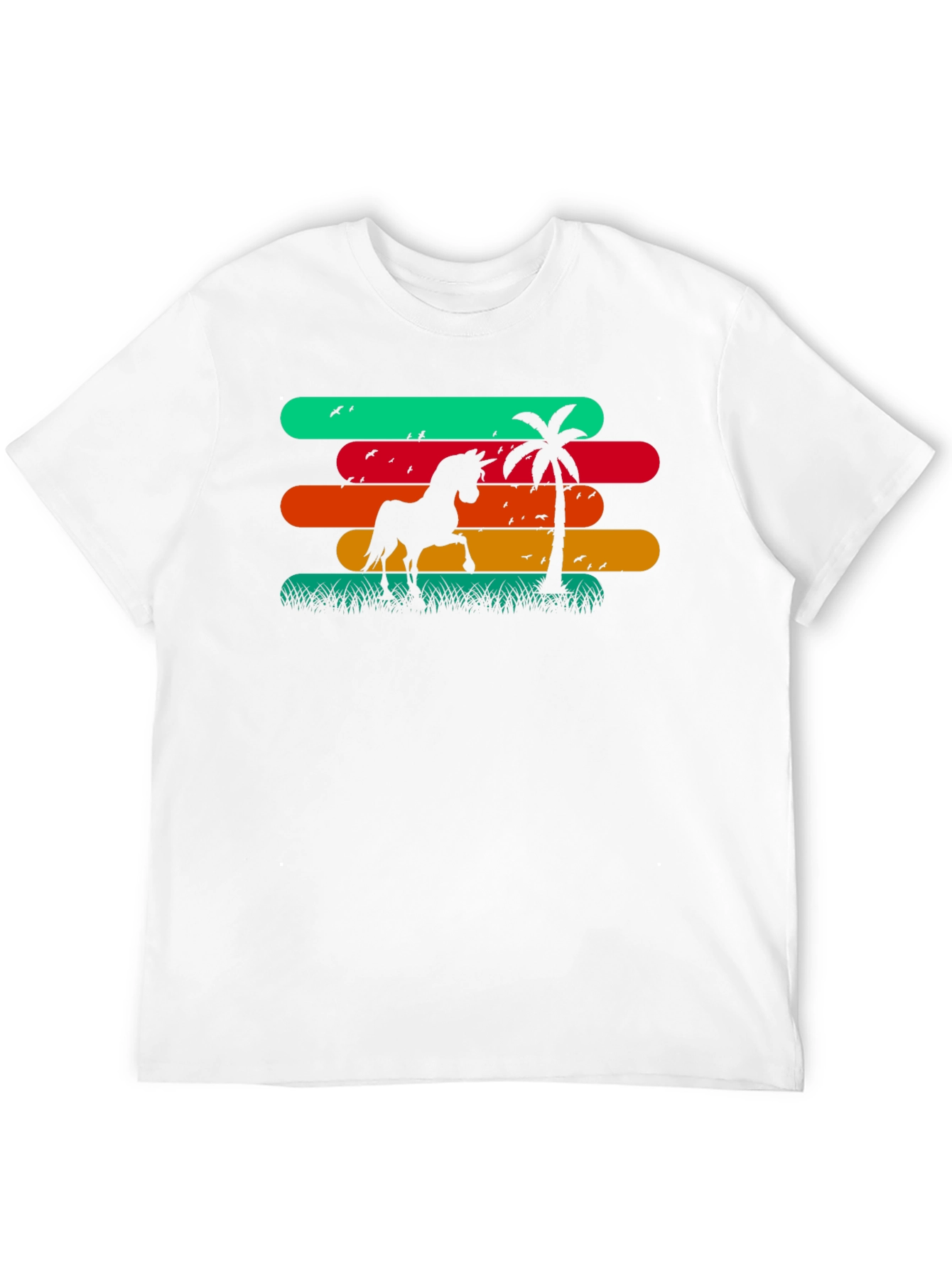 Retro Horse & Palm Tree Graphic T-Shirt