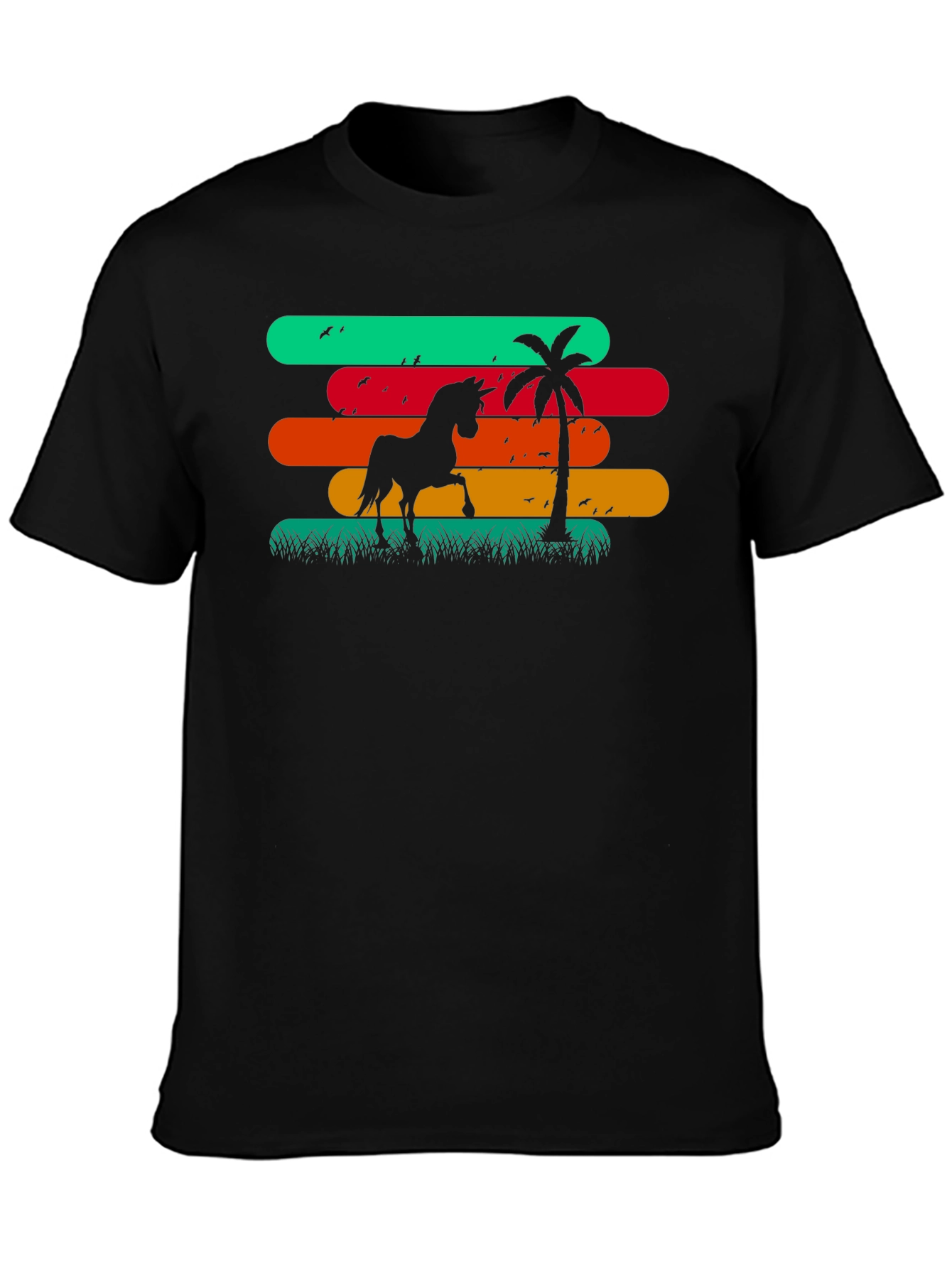 Retro Horse & Palm Tree Graphic T-Shirt