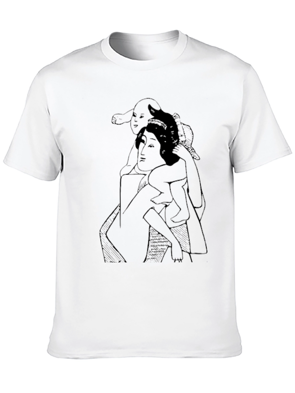 Artistic Mother & Child Graphic T-Shirt