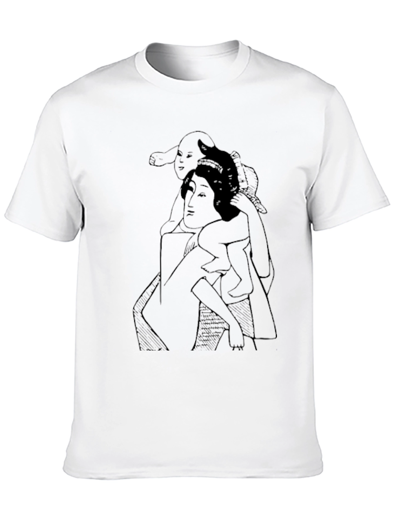 Artistic Mother & Child Graphic T-Shirt